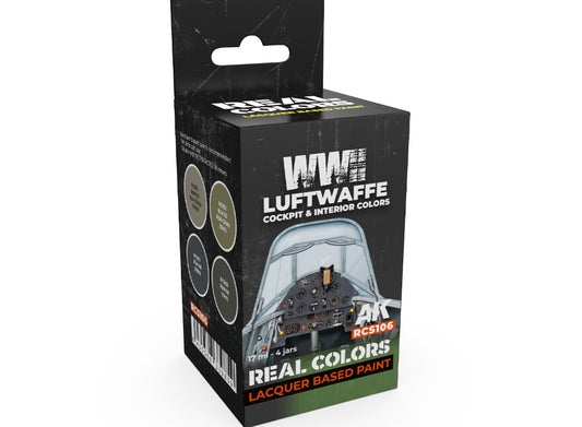 4 x17ml AK Interactive - Real Colors Paint Set - WWII Luftwaffe Cockpit & Interior