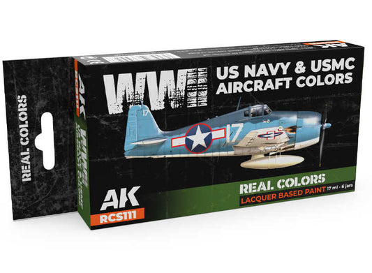6 x17ml AK Interactive - Real Colors Paint Set - WWII US Navy & USMC Aircraft Colours