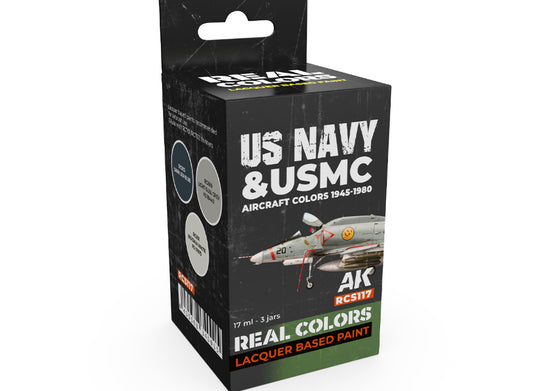 3 x17ml AK Interactive - Real Colors Paint Set - US Navy & USMC Aircraft 1945-1980