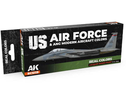 8 x17ml AK Interactive - Real Colors Paint Set - US Air Force & ANG Modern Aircraft Colours
