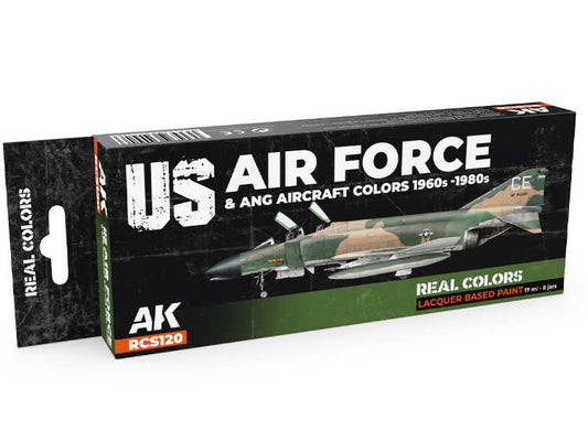 8 x17ml AK Interactive - Real Colors Paint Set - US Air Force & ANG Aircraft Colors 1960s-80s