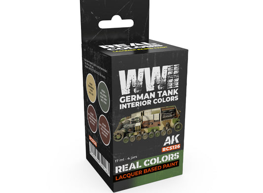 4 x17ml AK Interactive - Real Colors Paint Set - WWII German Tank Interior Colours