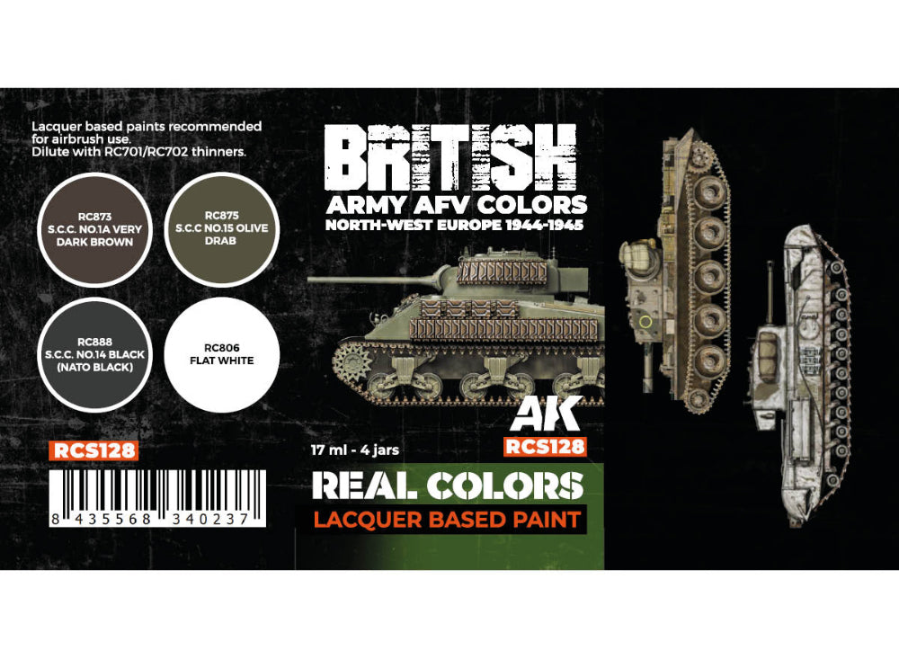 4 x17ml AK Interactive - Real Colors Paint Set - British Army AFV North-West Europe 1944-1945