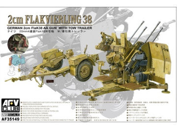 1/35 AFV Club - 2cm Flakvierling 38 German 2cm FlaK AA Gun with Tow Trailer