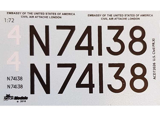 1/72 Alley Cat - Spitfire PRXI US Civil Decals