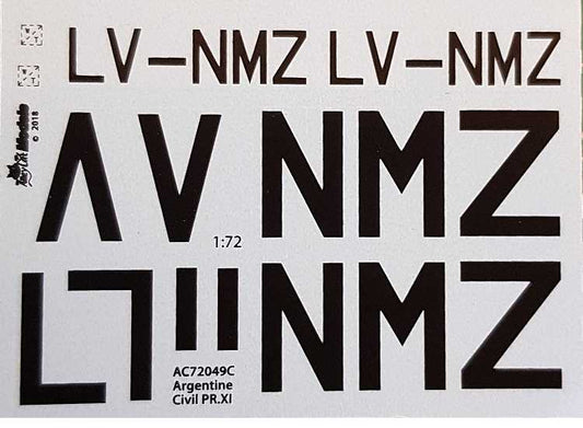 1/72 Alley Cat - Spitfire PRXI Argentine Civil Decals