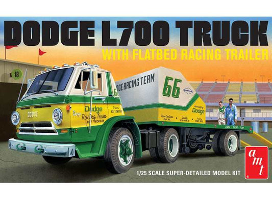 1/25 AMT - 1966 Dodge L700 Truck w/Flatbed Racing Trailer