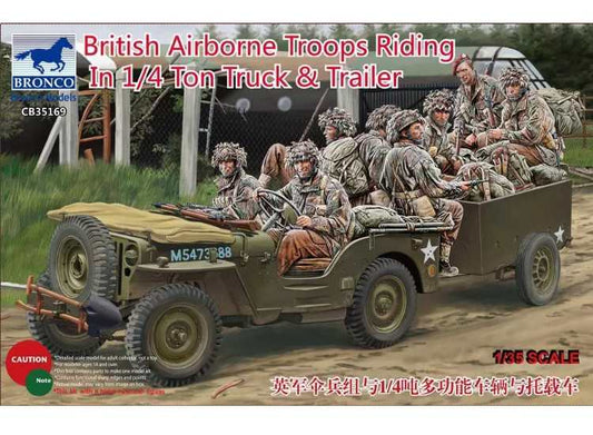 1/35 Bronco - British Airborne Troops Riding In 1/4 ton Truck & Trailer