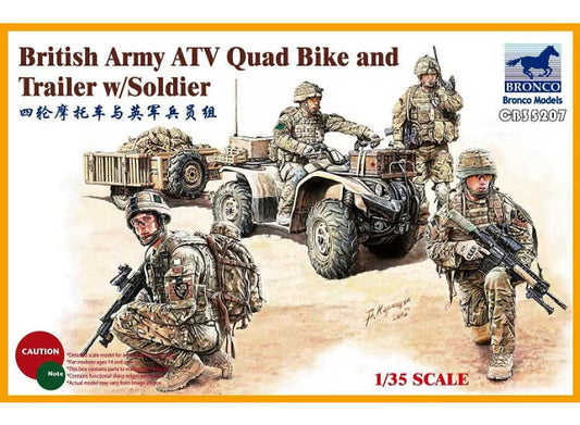 1/35 Bronco - British Army ATV Quad Bike and Trailer w/figure