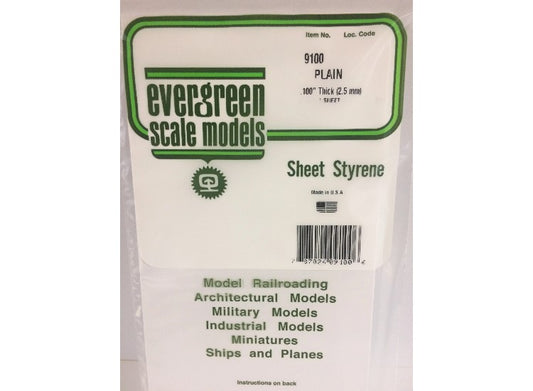 2.5mm Evergreen - Plain Opaque White Polystyrene Sheet 0.1" (2.5mm)
