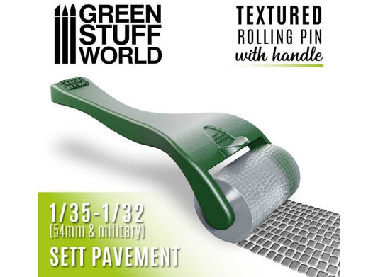 - Green Stuff World - Rolling Pin with Handle - Sett Pavement (1/35-1/32)
