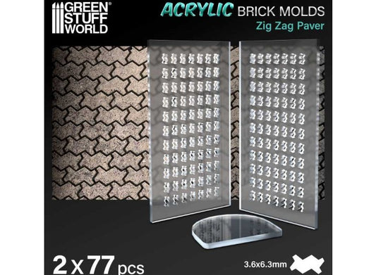 - Green Stuff World - Acrylic Molds - Zig Zag Paver Bricks (1/32 - 1/48)