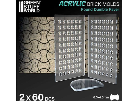 - Green Stuff World - Acrylic Molds - Round Dumble Paver Bricks (1/32 - 1/48)