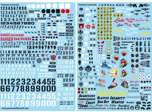 - Green Stuff World - Tactical Numbers and Pin-Ups Decals (1/58-1/54-1/32)