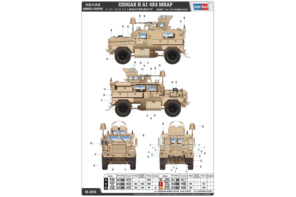 Hobbyboss HBB80156 1/35 - Cougar H A1 4X4 MRAP – Models For Sale Ltd