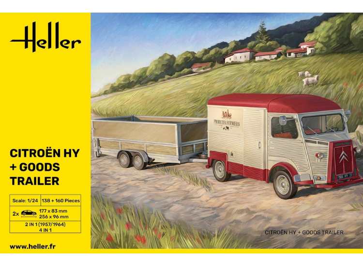 1/24 Heller - Citroen HY & Goods Trailer