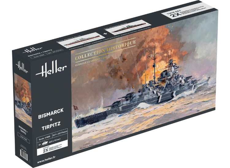 1/400 Heller - Bismarck and Tirpitz Twin Set ( 2 Kits)