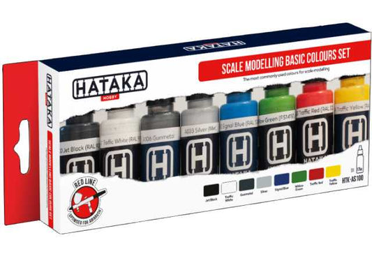 8 x 17ml Hataka - Acrylic Paint Set - Scale Modelling Basic Colours set