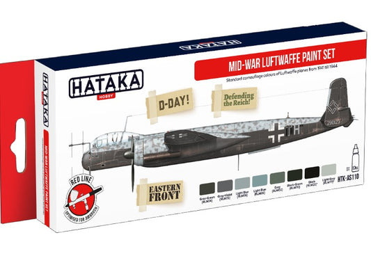8 x 17ml Hataka - Acrylic Paint Set - Mid-War Luftwaffe paint set
