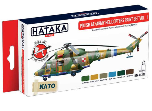 6 x 17ml Hataka - Acrylic Paint Set - Polish AF / Army Helicopters paint set vol. 1