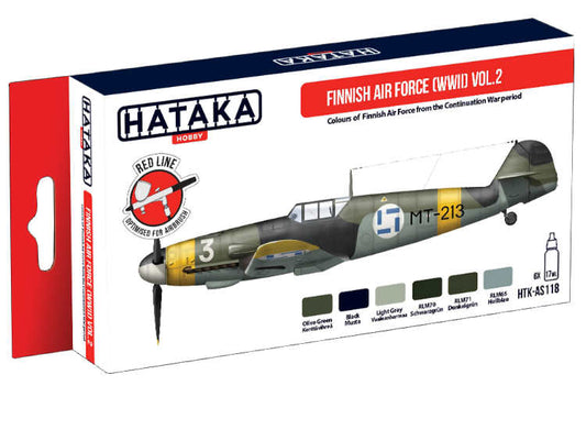 6 x 17ml Hataka - Acrylic Paint Set - Finnish Air Force (WWII) Vol. 2
