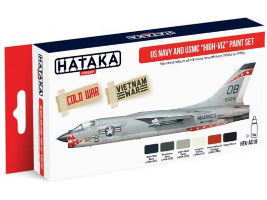 6 x 17ml Hataka - Acrylic Paint Set - US Navy & USMC High Viz