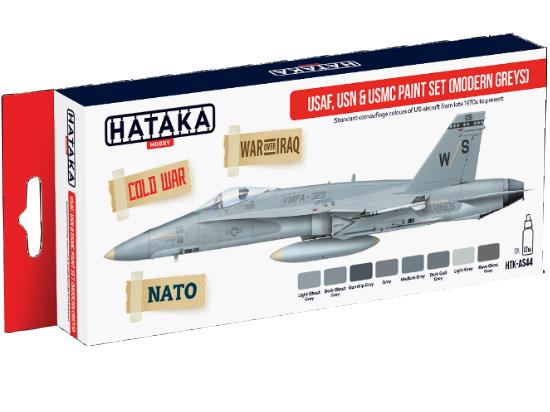 8 x 17ml Hataka - Acrylic Paint Set - USAF / USN &USMC Modern Greys 