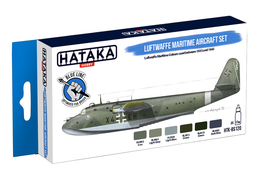 6 x 17ml Hataka - Acrylic Paint Set - Luftwaffe Maritime Aircraft (for hand brushing)