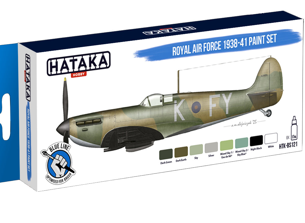 8 x 17ml Hataka - Acrylic Paint Set - Royal Air Force 1938-41 (for hand brushing)