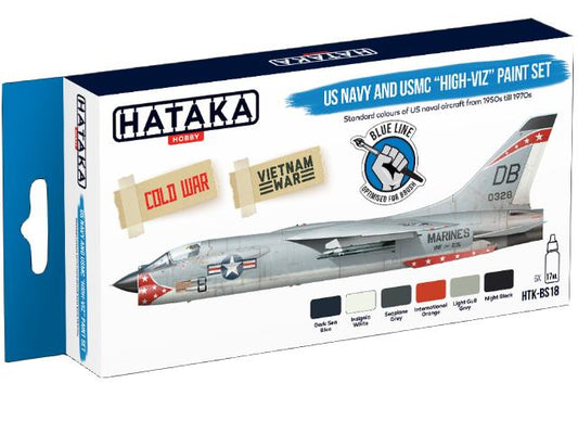 6 x 17ml Hataka - Acrylic Paint Set - US Navy and USMC high-viz” (for hand brushing)