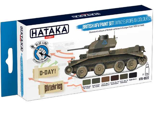 6 x 17ml Hataka - Acrylic Paint Set - British AFV WW2 European colours (for hand brushing)