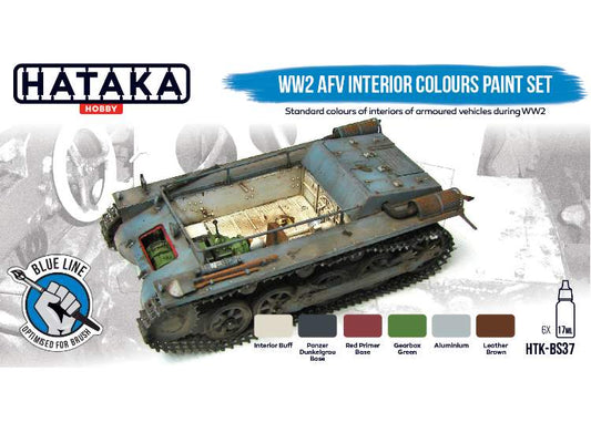 6 x 17ml Hataka - Acrylic Paint Set - WW2 AFV Interior Colours  (for hand brushing)