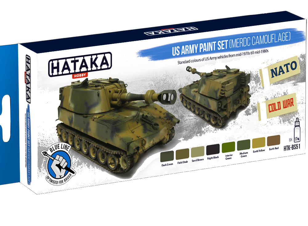 8 x 17ml Hataka - Acrylic Paint Set - US Army MERDC camouflage (for hand brushing)