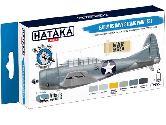 6 x 17ml Hataka - Acrylic Paint Set - Early US Navy & USMC (for hand brushing)
