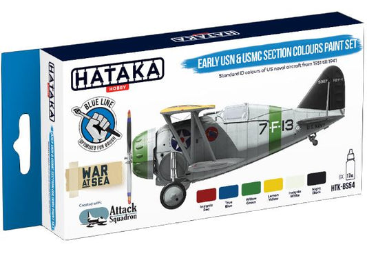 6 x 17ml Hataka - Acrylic Paint Set - Early USN & USMC Section Colours (for hand brushing)