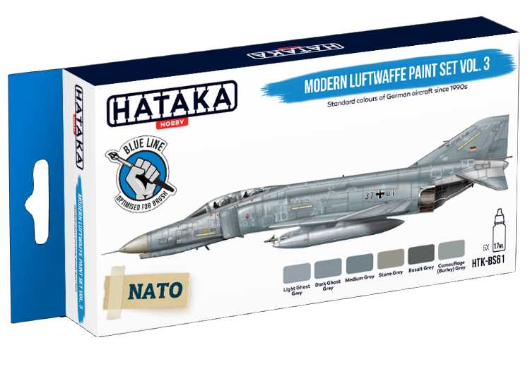6 x 17ml Hataka - Acrylic Paint Set -Modern Luftwaffe vol. 3 (for hand brushing)