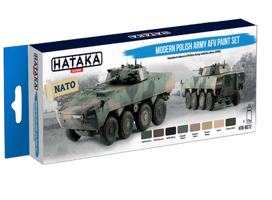 8 x 17ml Hataka - Acrylic Paint Set - Modern Polish Army AFV  (for hand brushing)
