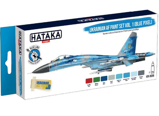 8 x 17ml Hataka - Acrylic Paint Set - Ukrainian AF paint set vol. 1 (Blue Pixel) (for hand brushing)