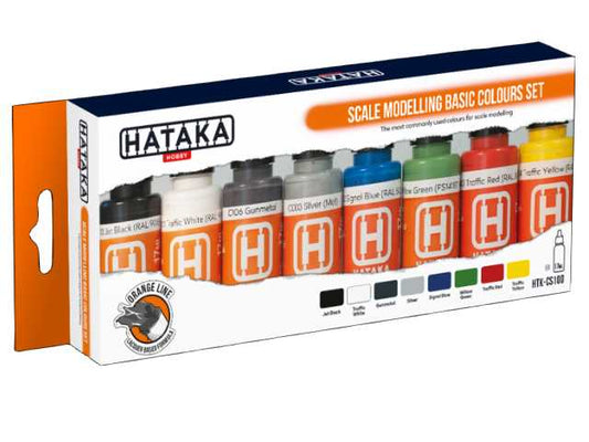 8 x 17ml Hataka - Lacquer Paint Set - Scale Modelling Basic Colours set
