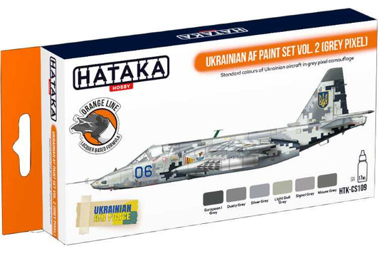 6 x 17ml Hataka - Lacquer Paint Set - Ukrainian AF vol. 2 (Grey Pixel)