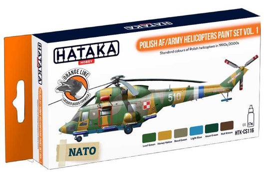 6 x 17ml Hataka - Lacquer Paint Set - Polish AF / Army Helicopters vol. 1