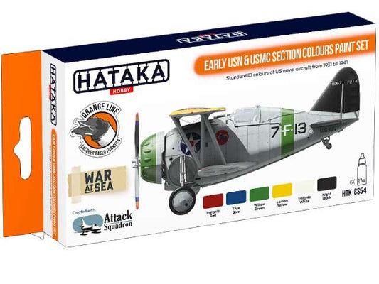 6 x 17ml Hataka - Lacquer Paint Set - Early USN & USMC Section Colours