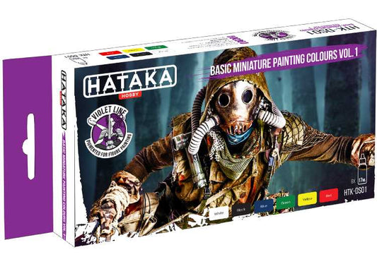 6 x 17ml Hataka - Acrylic Paint Set - Basic Miniature Painting Colours vol. 1