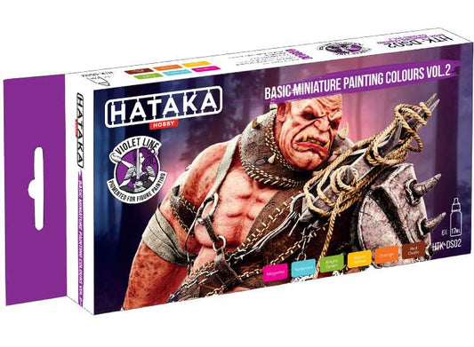 6 x 17ml Hataka - Acrylic Paint Set - Basic Miniature Painting Colours vol. 2