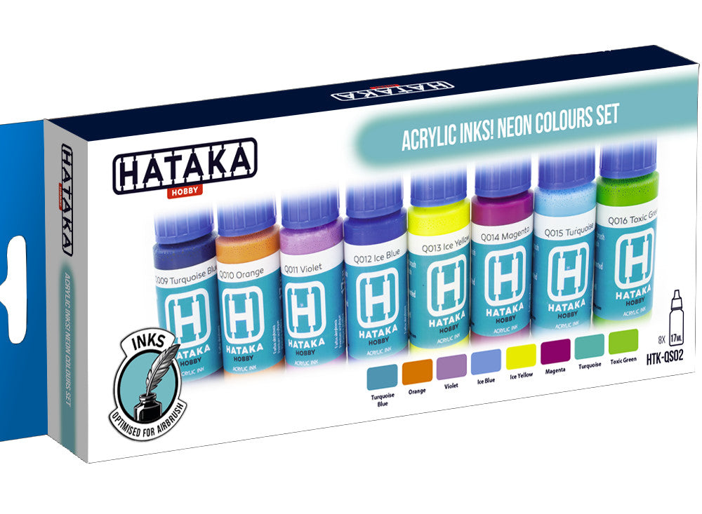 8 x17ml Hataka - Acrylic Inks Set - Neon Colours
