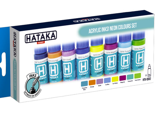 8 x17ml Hataka - Acrylic Inks Set - Neon Colours