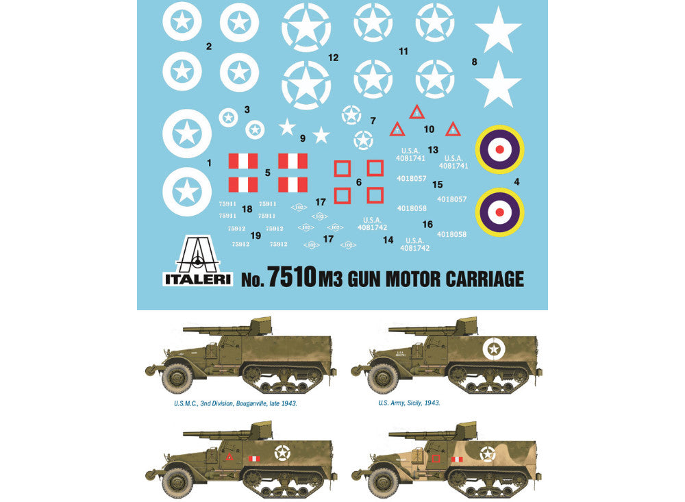 1/72 Italeri - M3 75mm Gun Motor Carriage -Two Fast Assembly Models