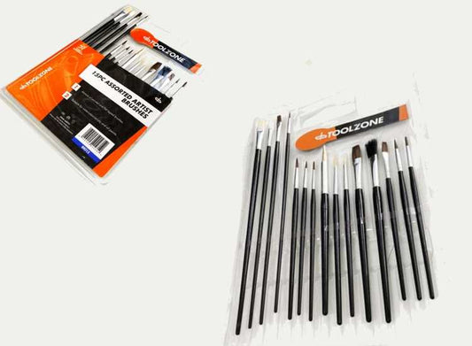 - Toolzone - 15 Piece Assorted Artist Brushes Budget Set