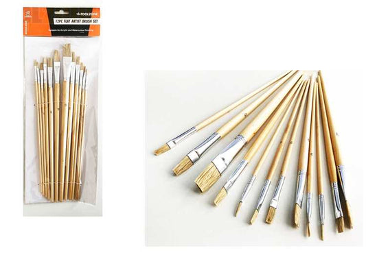 - Toolzone - 12 Pieces Assorted  Jumbo Flat Artist Brushes Budget Set