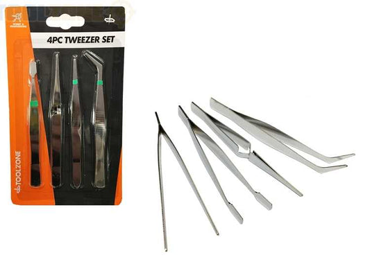 - Toolzone - 4 Piece Tweezer Set